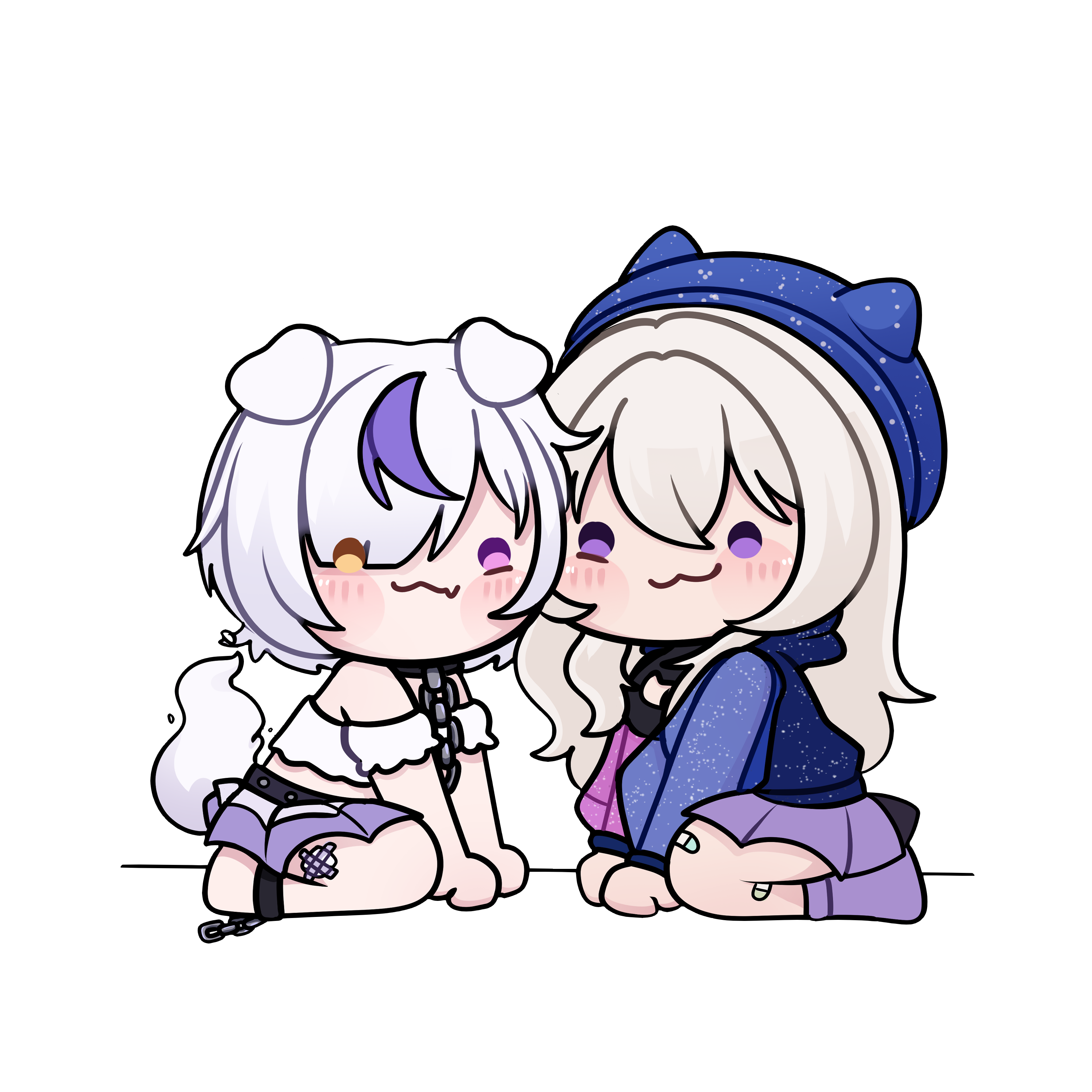 Amelia y Kishy sentadas juntas